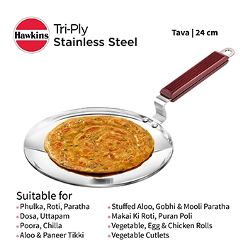 Hawkins Triply Stainless Steel Paratha Tava | Shielded Non-Stick | Even Heating | Durable Kitchen Cookware - Image 8